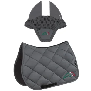 Equiline Saddle pad and Ear Net EqTricolore - Jumping - Grey