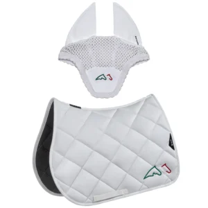 Equiline Saddle pad and Ear Net EqTricolore - Jumping - White