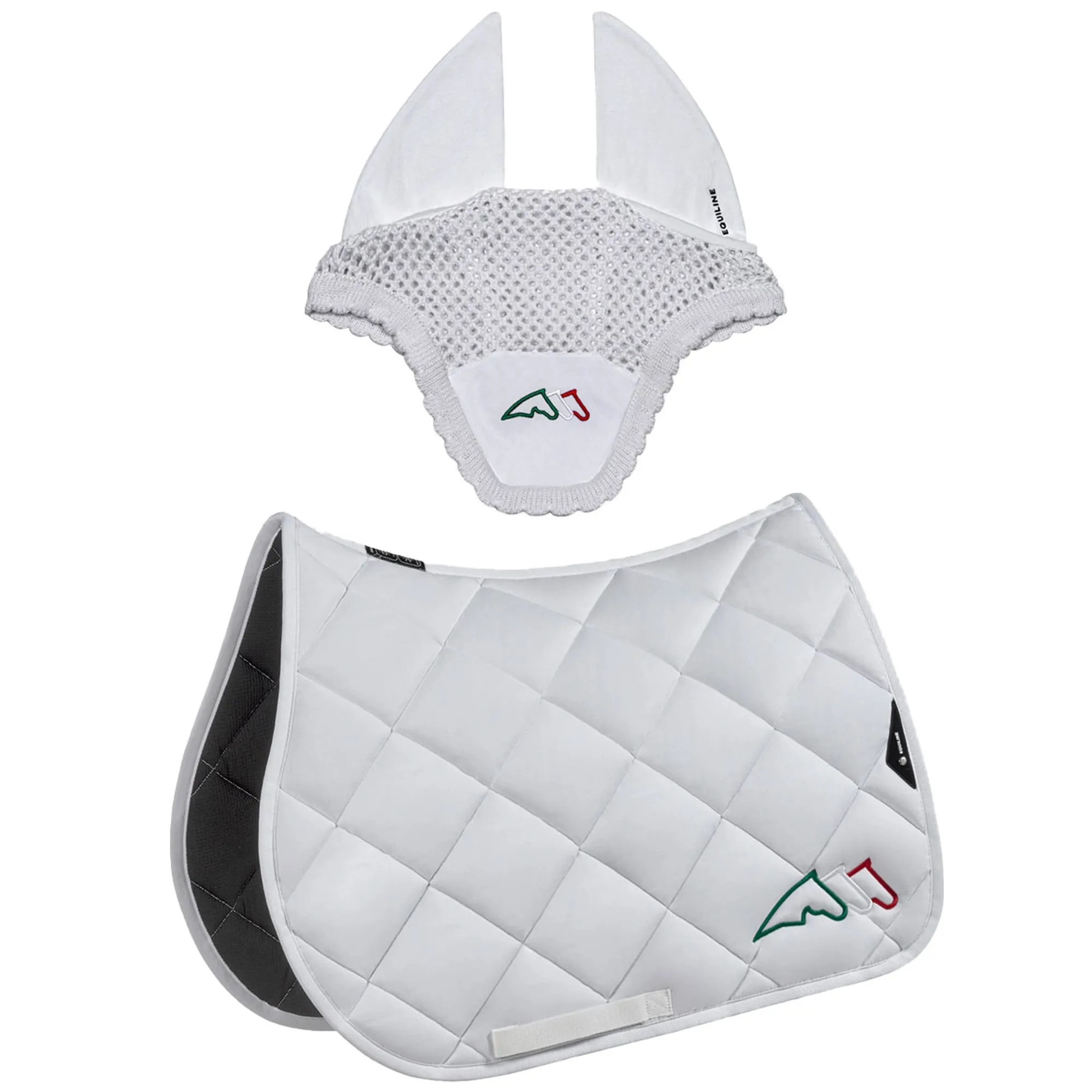 Equiline Saddle pad and Ear Net EqTricolore - Jumping - White