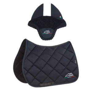 Equiline Saddle Pad and Ear Net Set Rombo Logo- Jumping - Navy