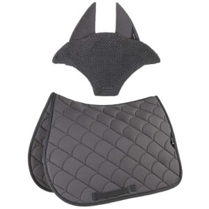 Equiline Saddle Pad and Ear Net Set Eqvibe - Dressage - Grey