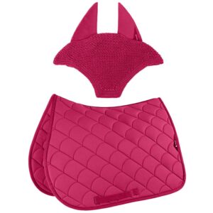 Equiline Saddle Pad and Ear Net Set Eqvibe - Dressage - Rose Red